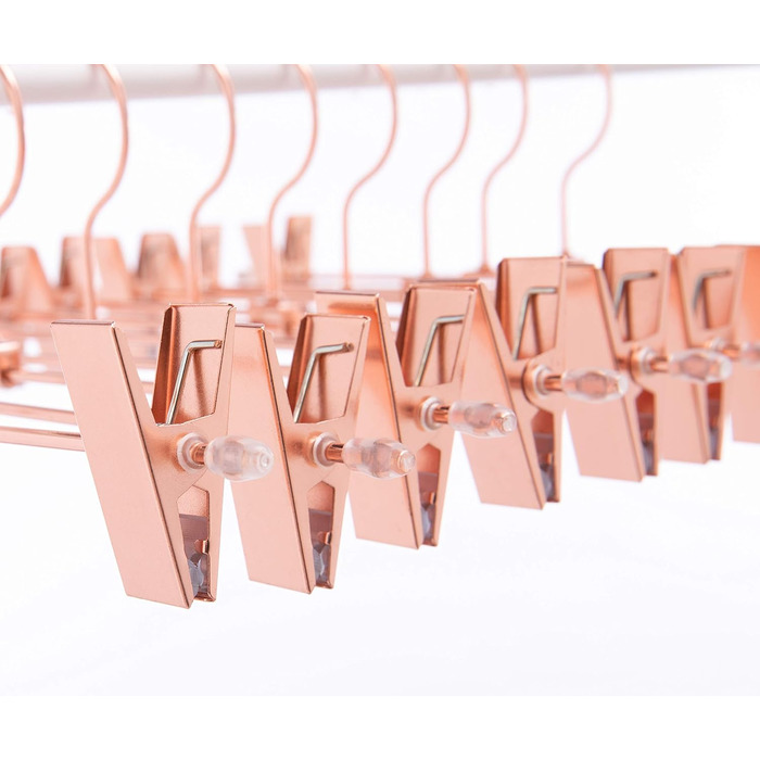 20 шт. Міцні вішалки для штанів та спідниць Rose Gold (мідь) з обертовими гачками та регульованими кліпсами