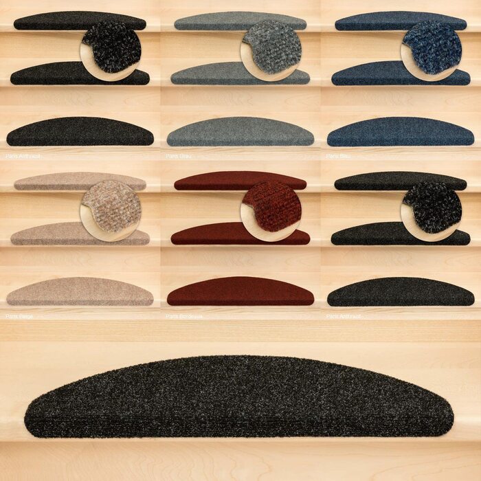 Ступінчасті килимки Kettelservice-Metzker Ramon MW напівкруглі, антрацит, 65x21x3,5 см, 22 шт.