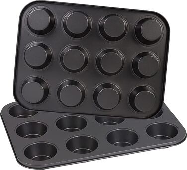 2-piece muffin tin for 12 muffins, muffin pan, baking sheet for muffins, muffin baking pan for 12 muffins, cupcakes and small cakes
