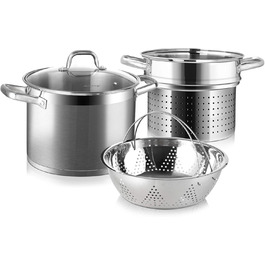 Набір кухонного посуду Duxtop Whole-Clad 3-шаровий нержавіюча сталь, індукційний, 10 предметів (8.6 літра)