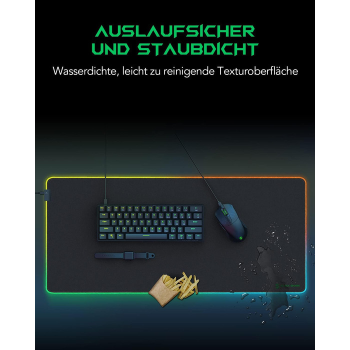 Ігрова мишка Pad Black Shark Manta P3 XL (90x40 см) - килимок для миші з RGB підсвічуванням, вологостійкий, чорний