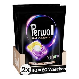 Капсули для прання Perwoll Renew Caps Black для темних речей, All-in-1, відновлення кольору та волокон, 80 прань (2 x 40 шт)