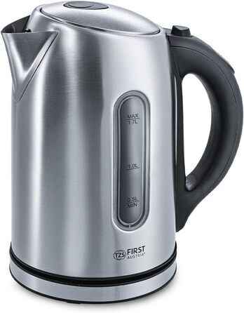 Електричний чайник First Austria Edelstahl 2200W, 1.7L, регулювання температури 60-100°C, підтримання тепла, фільтр від накипу, прихований нагрівальний елемент, LED-підсвічування