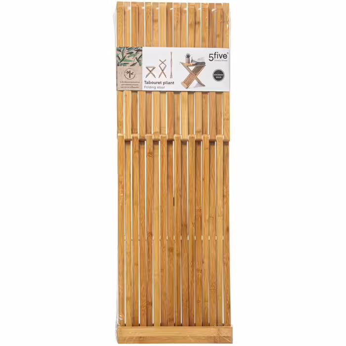 5five - Folding stool with armrests, Bamboo, 40 x 32 x 45 cm, Bamboo