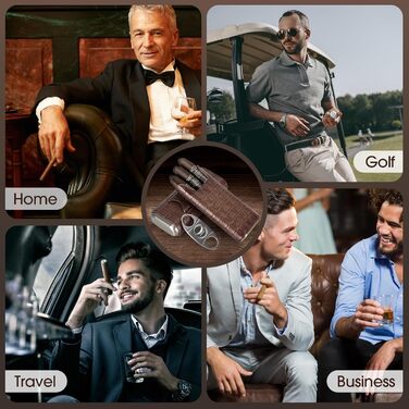 Чохол для сигар Scotte з натуральної шкіри, внутрішнє покриття з кедру, портативна humidor-коробка з різаком, коричневий