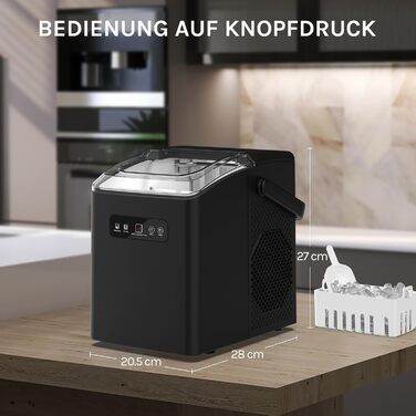 WOLTU 1.3L Ice Cube Maker Machine - Portable Ice Maker with Handle, Self-Cleaning, 2 Sizes, for Home, Camping, Office - Black