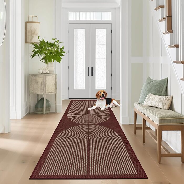 Килимок для підлоги/коридору 80x200 см з джуту, антиковзаючий, для кухні, спальні, балкону (червоний)