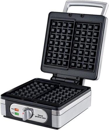 Електричний вафельниця LITTLE BALANCE 8384 Speed Waffeln - для приготування бельгійських вафель, 1400 Вт, сріблястий металік