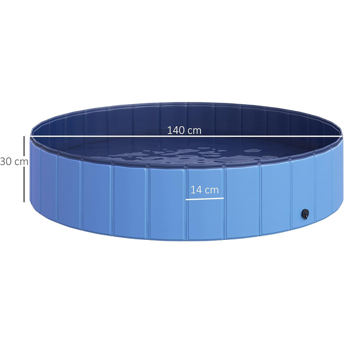 PawHut Dog Bathtub Dog Pool Bathtub Swimming Pool Water Pool for Dogs 120 x 30 cm (Light Blue + Dark Blue, 140 x H30 cm)