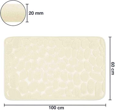 Memory Foam Bathroom Rug - Non-Slip Washable & Quick-Dry Bath Mat - 60x100cm Cream Color