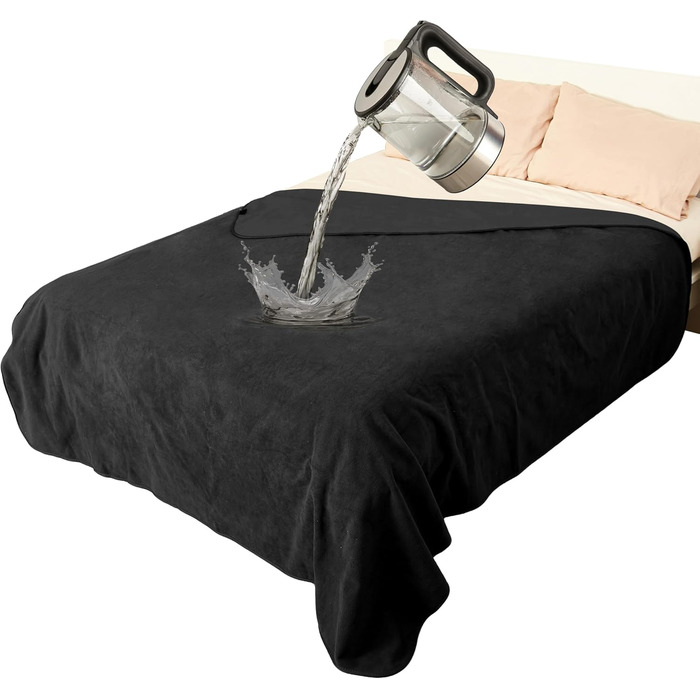 Водонепроникний плед для собак і котів, миючий, 125 x 75 см (203 x 152 см), чорний. Плед-накидка для собак, котів, для подорожей, на диван, захисний, м'який