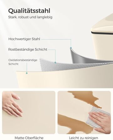 Відро для сміття SONGMICS 20 л з педаллю, м'яким закриттям, з внутрішнім відром, 15 мішків, металік сріблястий LTB543E01