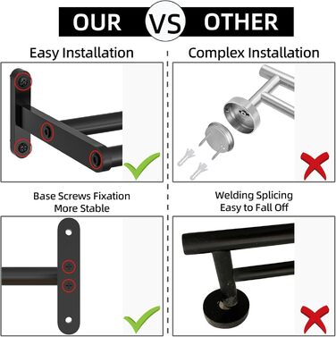 Тримач для рушників YUMORE, подвійний, з нержавіючої сталі, 80 см, чорний