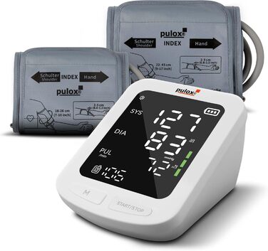 Pulox BP-100 Тонометр на плече з 2 манжетами - автоматичний вимірювач артеріального тиску з пам'яттю для 199 показників