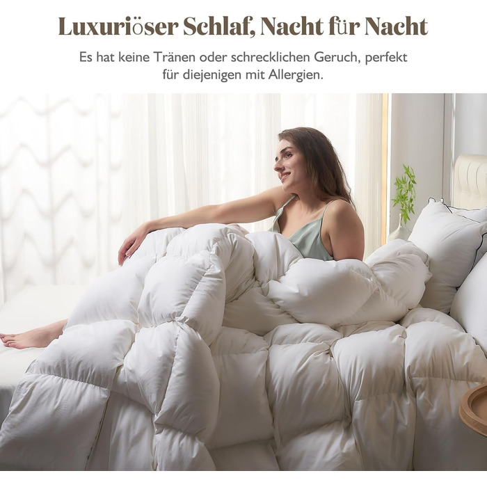 BPC Luxurious Goose Down Duvet 155x220, Lightweight Summer Duvet with Down, Extremely Soft, Fluffy Feather and Down Filling, Öko-Tex and RDS Certified Down Duvet 155x220 cm
