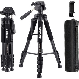Легкий штатив для камери DSLR та SLR (188 см), портативний високий тримач з сумкою та кріпленням для смартфона, чорний — для влоггінгу, селфі та стрімів