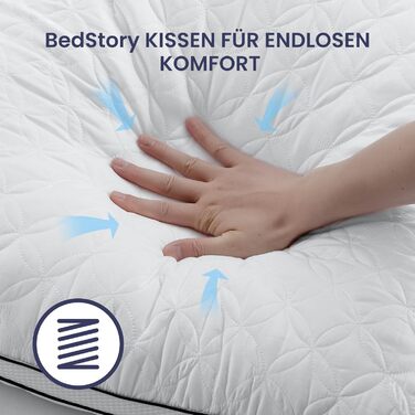 BedStory Pillow 40x80cm 2-Pack Pillows, Sleeping Pillows made of 2X950g Microfibers, Breathable and Washable Bed Pillows, Ideal for Deep and Restful Sleep, Öko-Tex Certified White Black 40x80 (2-Pack)