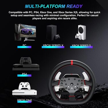 PXN V10 Ultra Gaming Руль для ПК, PS4, Xbox з Direct-Drive та педалями, 270°