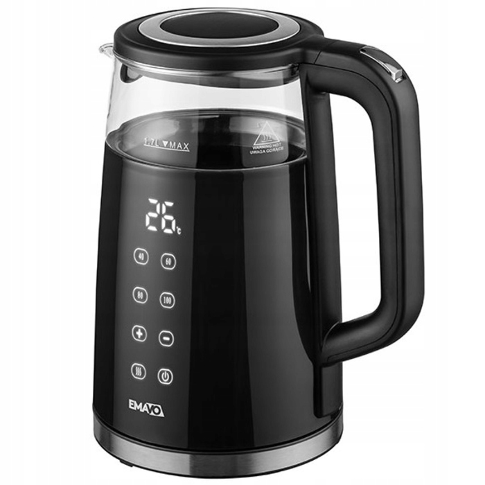 Електричний чайник Emavo з регулюванням температури, 2200 Вт, 1,7 л, чорний