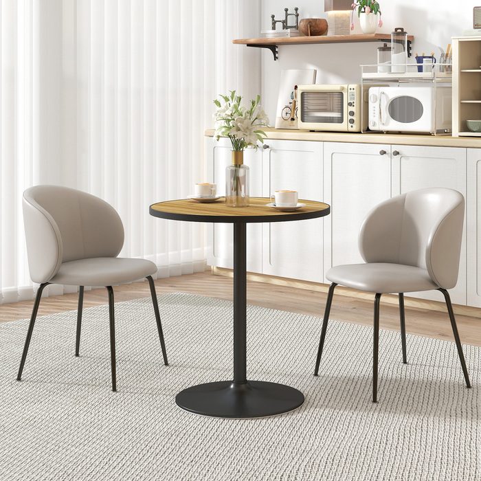 HOMCOM Dining Table, Round Kitchen Table, Modern Dining Table with Wood-Look Top for 4 People, Coffee Table for Living Room, Ø70 x 76 cm, Oak | Aosom