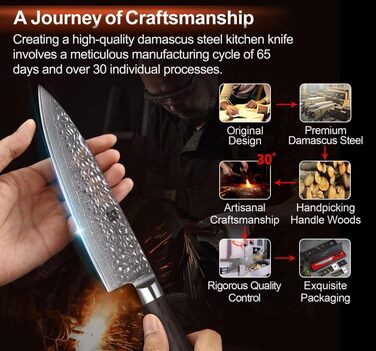 Ніж кухарський XINZUO Gyuto 20.1 см з дамаської сталі, професійний, серія He