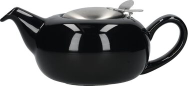 LONDON POTTERY Pebble Teapot with infuser for loose tea, stoneware, (2 Cup (500 ml), Black Glossy)
