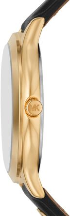 Жіночий годинник Michael Kors Slim Runway кварцовий, 38 мм, шкіряний ремінець (чорний та золотий)