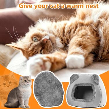 Кішка Будиночок-ліжко для котів, 40см, сірий. Миється, плюшевий, для котів, кроликів, собак та інших дрібних тварин