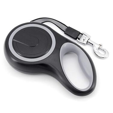 Висувна собача шлейка 8м, високоякісна, для собак до 50кг (сіра, фіолетова)