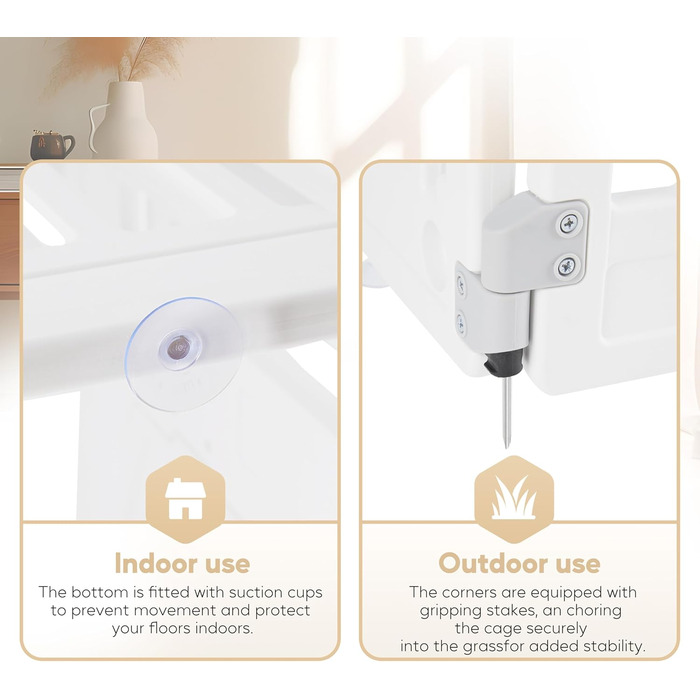 Клітка-манеж для собак, 61 см, 4 панелі, з дверцятами, безпечна та надійна, складана та портативна, для цуценят та маленьких собак (пластик, білий, 4 панелі)