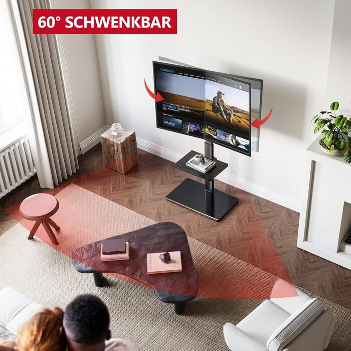 AOKCOS TV Stand - Adjustable Swivel & Tilt Floor Stand for 32-70 inch TVs (up to 40kg, VESA 400x400mm) - Black