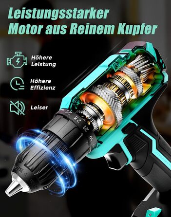 Акумуляторний шурупокрут-дрель 20V з 56 шт. насадок, 42Nm, LED-підсвічування, для дому та ремонту