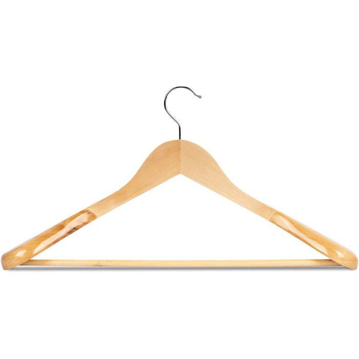 RSR Hangers 25 x Suit Hangers/Jacket Hangers/Coat Hangers Wood Natural | Trouser Hangers | 44.5 cm | 360° Swivel Hook | extra wide shoulders