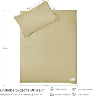 Комплект постільної білизни Lulumoon для дитячого ліжечка 100x135 см: простирадло 100x135 + наволочка 40x60 см з бавовни Oeko-TEX Standard – легка та комфортна постільна білизна для малюків (муслін-веселка, 100x135 см + 40x60 см)