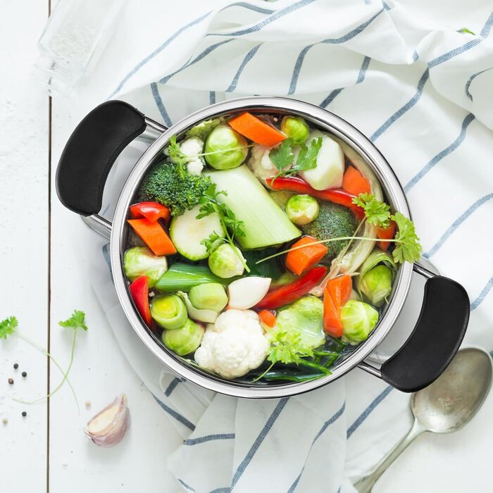 ZENFUN Stainless Steel Steamer Pot with Basket, 1.6 Liter Soup Pot with Glass Lid, Mini Steamer Cookware with Handle for Vegetables, Sauce for Stove, Induction, Gas, Electric, Grill