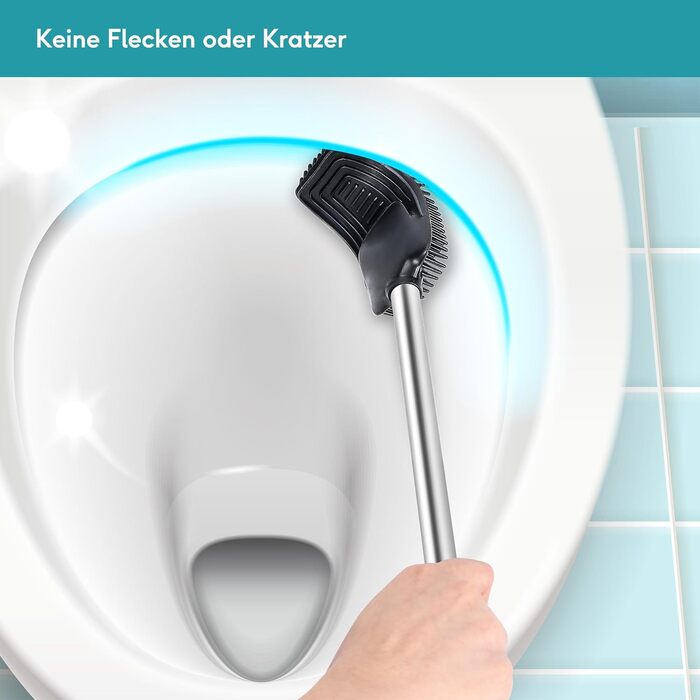 Набір для туалету Weissenstein: щітка з силікону, тримач з нержавіючої сталі, без свердління, чорний