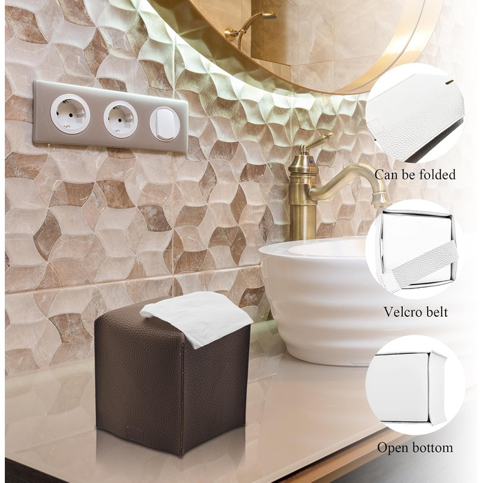 Комплект аксесуарів для ванної кімнати, 10 предметів: коричневий набір з відром, тримачем для зубних щіток, мильничкою, дозатором мила, тримачем для унітазного йоржика, контейнером для ватних паличок та кришкою для серветок