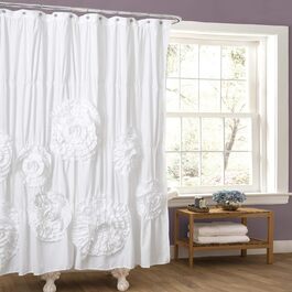 Шторка для душу Lush Decor Serena з рюшами, 183x183 см - квітковий дизайн, вінтажний гламур, стиль кантрі