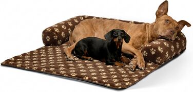 Захист для дивана від собаки - лежанка для собак, ковдра на диван - ручна виготовлення, захисна ковдра з бортиком - прання до 90 градусів, особливо м'яка - розмір: приблизно 90x90x13 см (плюш, коричневий, XL)