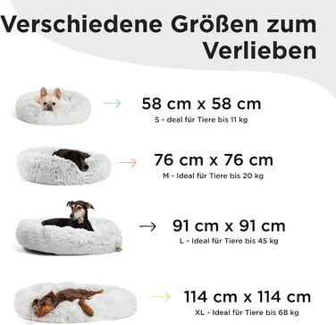 Круглий лежак для котів та собак Best Friends by Sheri - заспокійливий, 58x58 см, Frostgrau