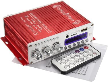 Міні Bluetooth Hi-Fi стерео аудіо підсилювач WINGONEER з бас-бустером, підтримка FM, MP3, TF, USB, DVD, 12V для авто і мотоцикла