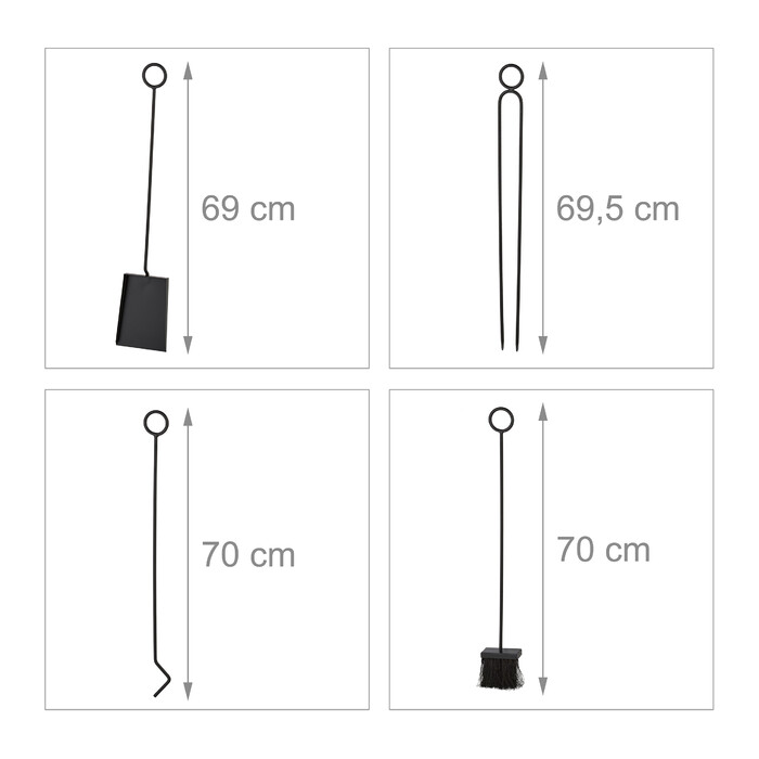 Relaxdays 5-Piece Fireplace Set in Black