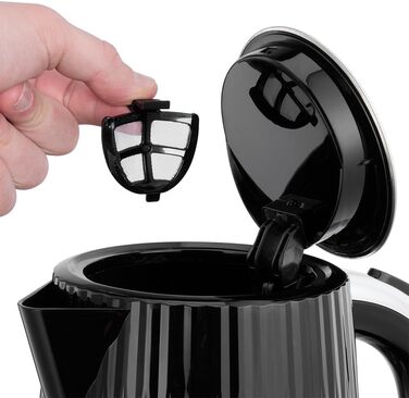 Russell Hobbs Kettle [1.7L 2400W] Eden White, Stainless Steel Accents (Removable Scale Filter, Push-Button Lid Opening, Water Level Indicator, Illuminated Switch, BPA Free) Teapot 27360-70 (Black)