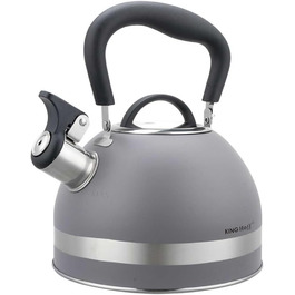 Чайник Kinghoff 1.8L з нержавіючої сталі з свистком, Induktion, сірий матовий, KH-1851