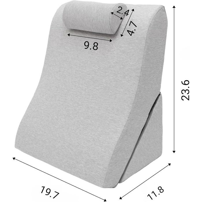 Подушка для спини Lesekissen з регульованою підголовником, з піною з пам'яті, знімний чохол, дихаюча та неслизька, з ручкою - трикутна для спини, шиї та ніг - 60 x 50 x 30 см