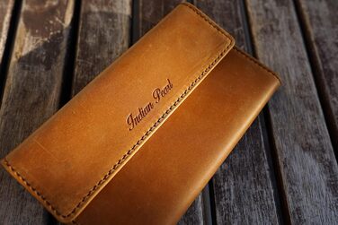 Тютюнова сумка з натуральної шкіри Indian Pearl, світло-коричнева, ручна робота, тютюновий чохол для самокруток, з безкоштовними GIZEH Doppelpapers