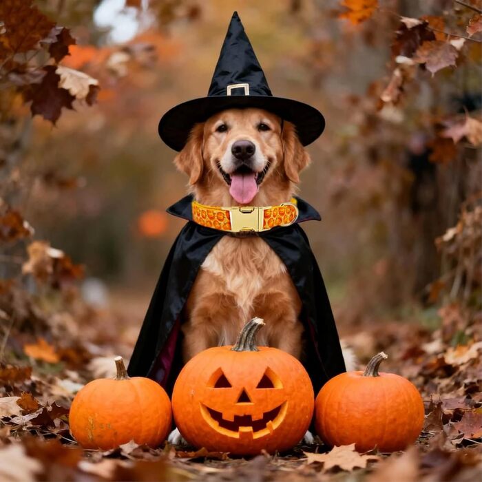 Нашийник для собак з металевою застібкою, двосторонній нашийник з іменем та номером телефону, регульовані розміри для маленьких собак, M та L (на Хелловін)