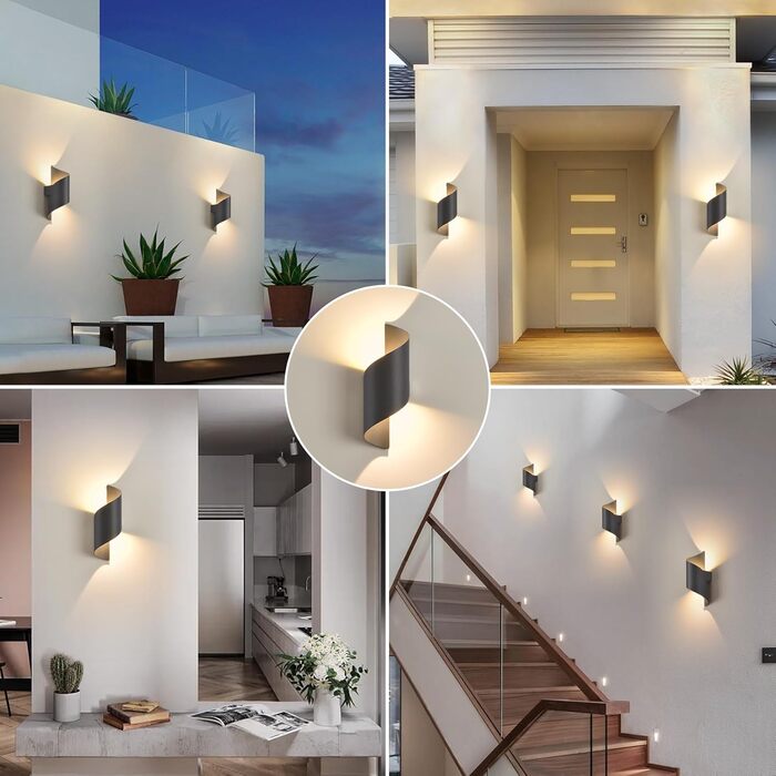 LED-стінна лампа для внутрішнього та зовнішнього використання, 10W, IP65, тепле біле світло 3000K, сучасний дизайн, декоративне освітлення для саду, вітальні, спальні, темно-сірий колір