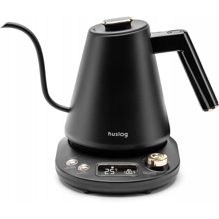 Huslog Electric Gooseneck Kettle with Temperature Control - 1 Liter, Black