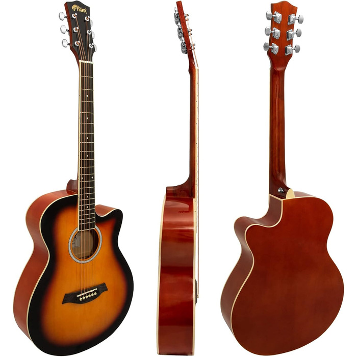 Акустична гітара TIGER ACG3 Full Size - Початковий набір з чохлом, ременем та запасними струнами - Sunburst